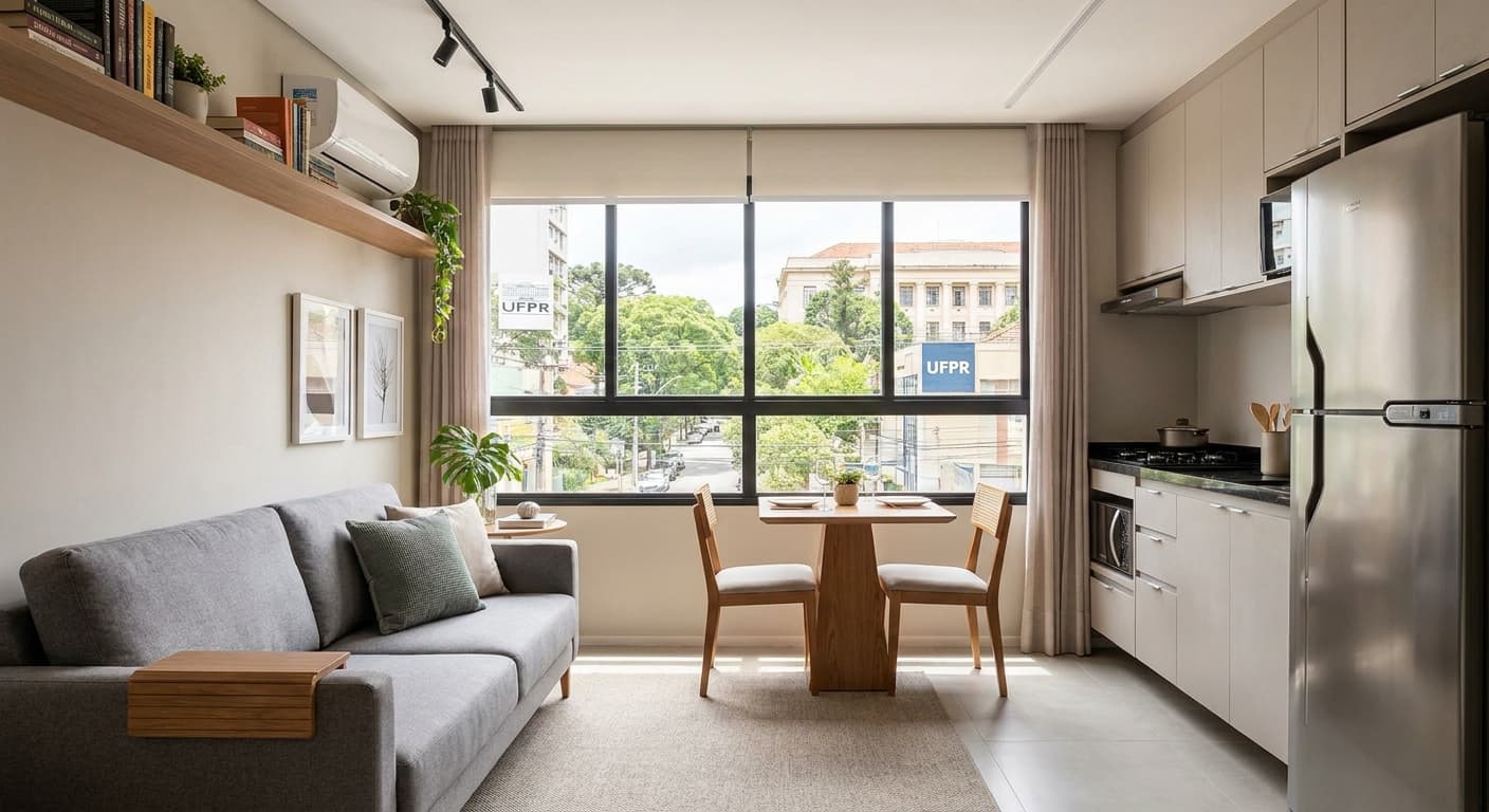 Studio mobiliado Curitiba próximo à UFPR